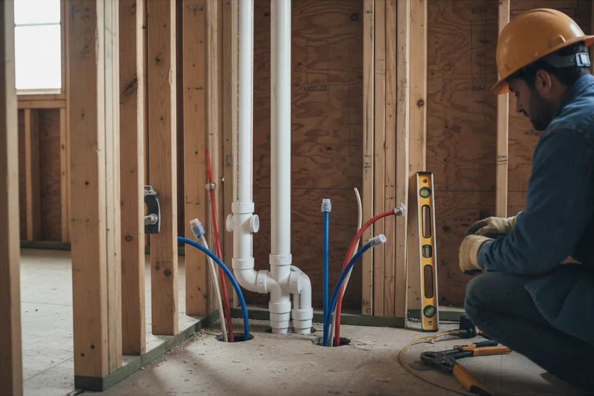 Drain and supply rough-in during Drain Cleaning in Macon