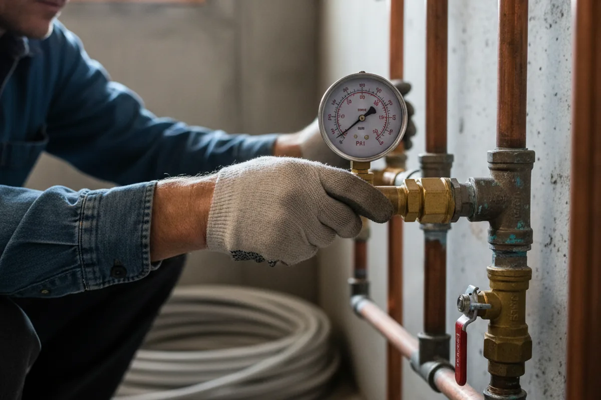 Pressure testing a repaired line during Water Line Repair in Macon